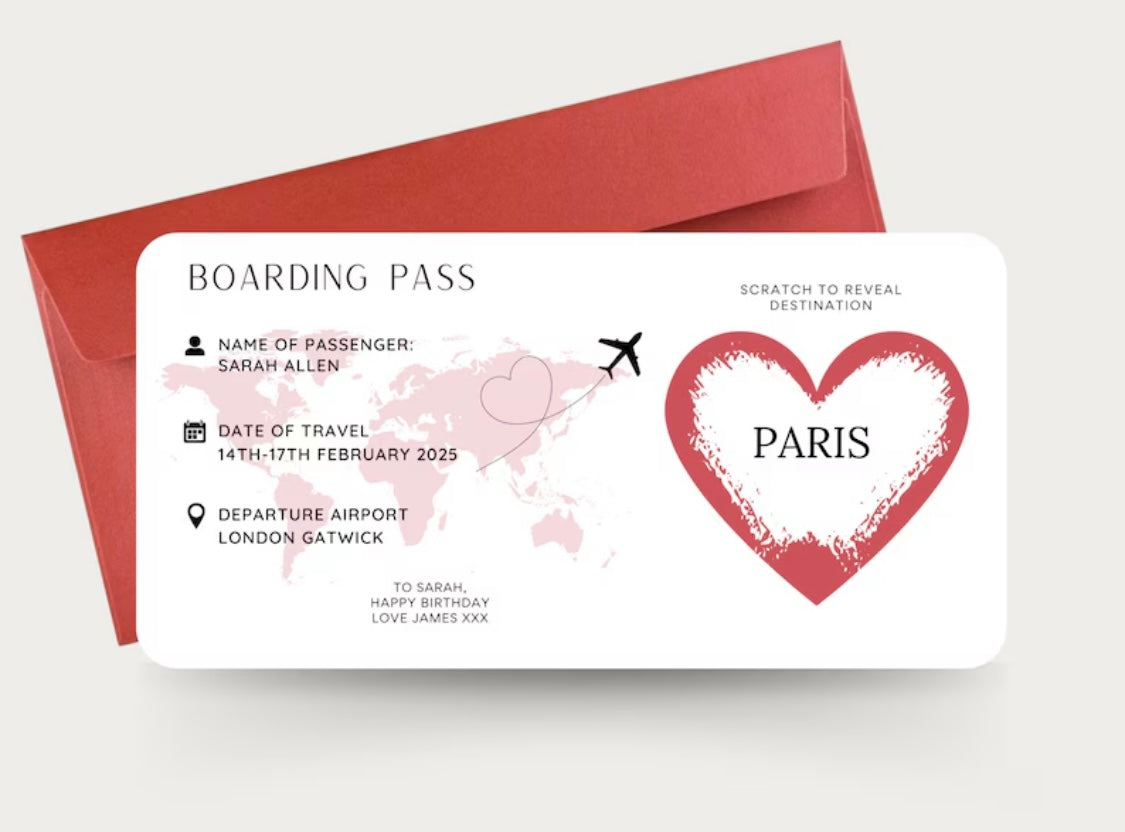 Personalised Boarding Pass - Red