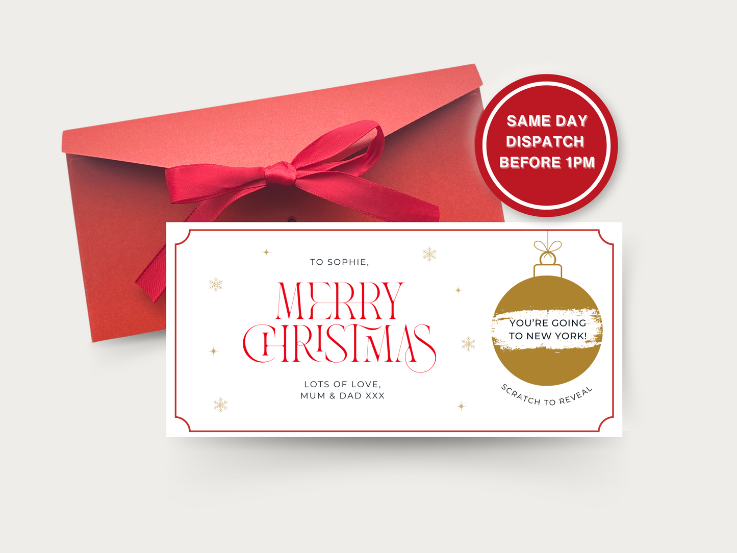 Personalised Merry Christmas Scratch Card