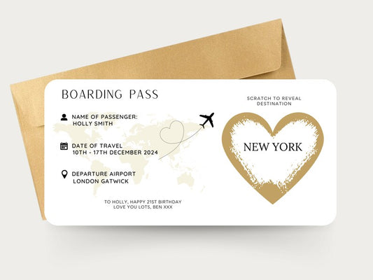 Personalised Boarding Pass - Gold