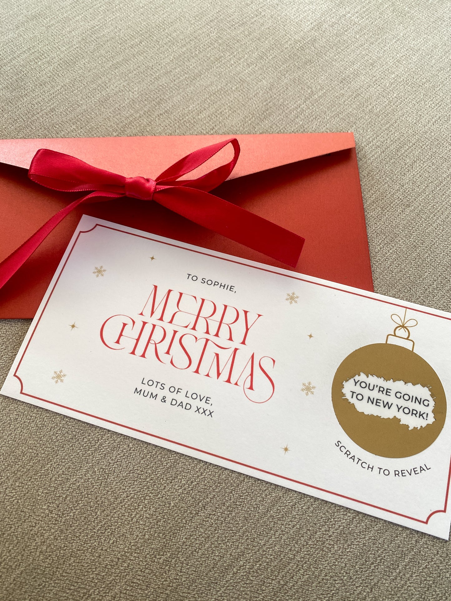 Personalised Merry Christmas Scratch Card